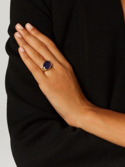 JADE JAGGER Tanzanite & yellow-gold ring – blue stone statement rings – luxe jewellery - flipped