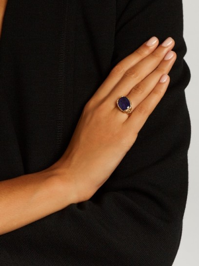 JADE JAGGER Tanzanite & yellow-gold ring – blue stone statement rings – luxe jewellery