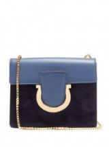 SALVATORE FERRAGAMO Thalia leather and suede cross-body bag ~ stylish blue bags