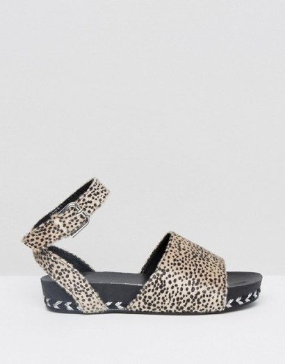 The March Animal Print Ankle Strap Sandals | leopard printed holiday flats - flipped