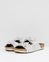 The March Bow Cream Spot Slide Chunky Flat Sandals | spotty holiday flats