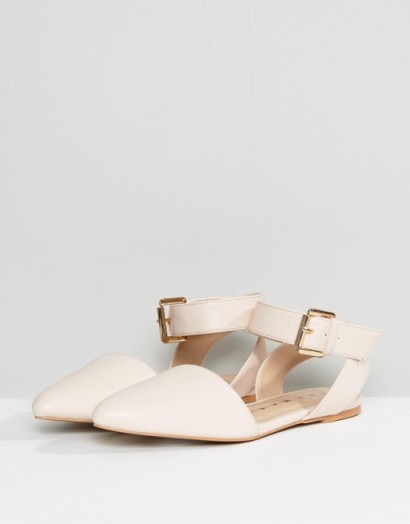 The March Nude Tie Up Point Flat Shoes | ankle strap flats