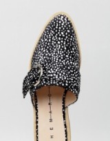 The March Spotted Flat Mules | black and white spot print flats