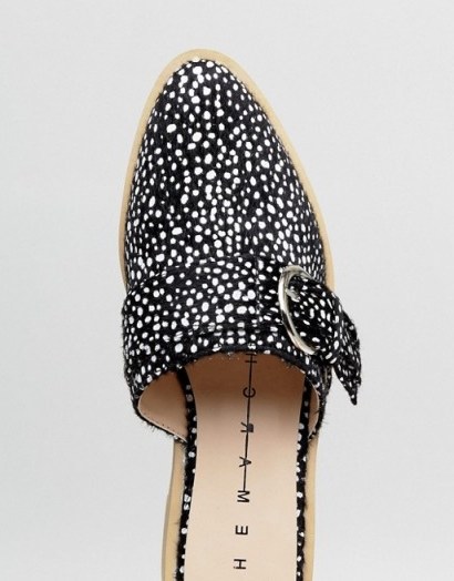 The March Spotted Flat Mules | black and white spot print flats - flipped