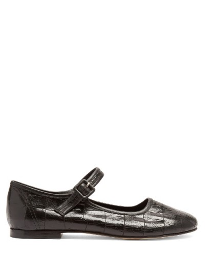 MARYAM NASSIR ZADEH Thelma crocodile-effect leather flats | black flat Mary Jane shoes