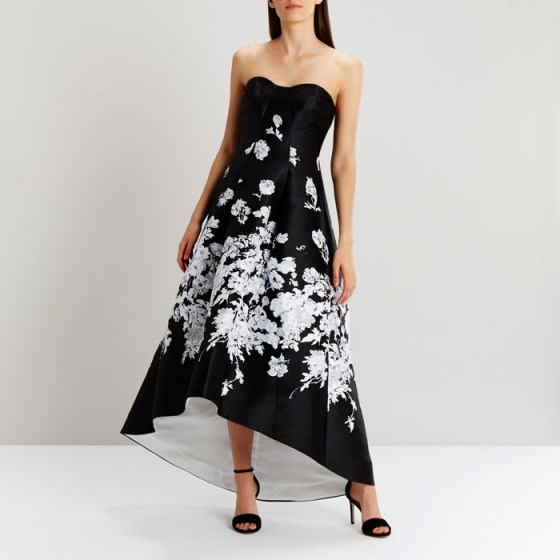 COAST Tian Mono Bandeau Maxi ~ black and white strapless occasion dresses - flipped