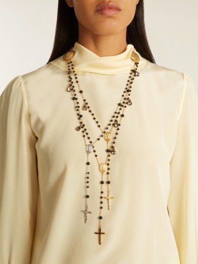 DOLCE & GABBANA Triple-strand rosary necklace ~ statement necklaces ~ Italian jewellery