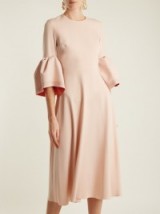 ROKSANDA Turlin bell-cuff fluted crepe-cady dress ~ chic pale-pink dresses