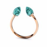 MARCELLO RICCIO Turquoise Rose Gold Plated Ring ~ open blue stone rings ~ modern jewellery