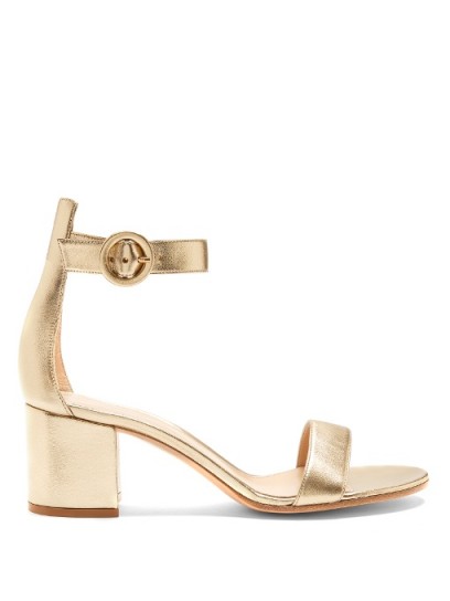 GIANVITO ROSSI Versilia block-heel gold leather sandals