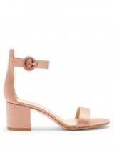 GIANVITO ROSSI Versilia block-heel satin sandals ~ light-pink ankle strap sandal ~ chunky heel