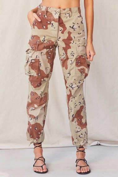 Jesy Nelson camouflage printed pants, Vintage Stonewashed Camo Surplus Pant from Urban Outfitters US site, the Little Mix singer posted a pic on Instagram wearing a pair of these trousers, 24 June 2017. Celebrity fashion | casual star style - flipped