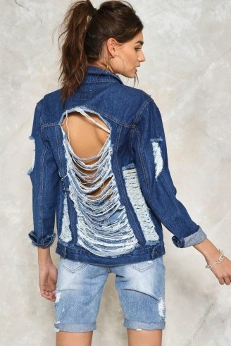 Nasty Gal What Goes On Distressed Denim Jacket - flipped