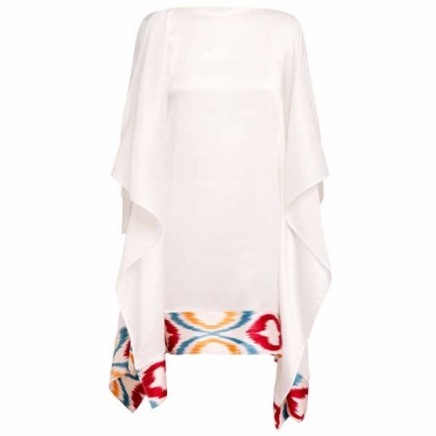 Lemiché White Silk Kaftan Dress - flipped