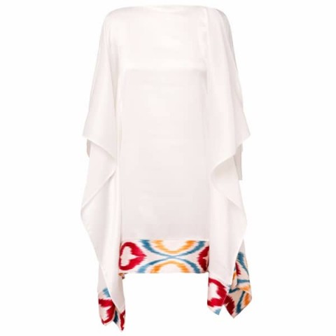 Lemiché White Silk Kaftan Dress