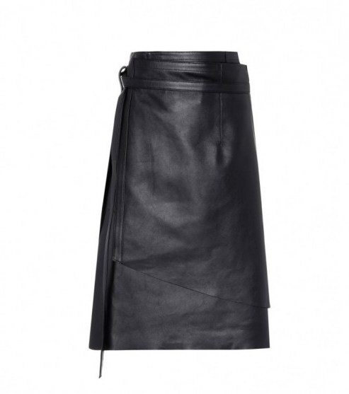 ACNE STUDIOS Lakos leather skirt | black wrap A-line skirts - flipped