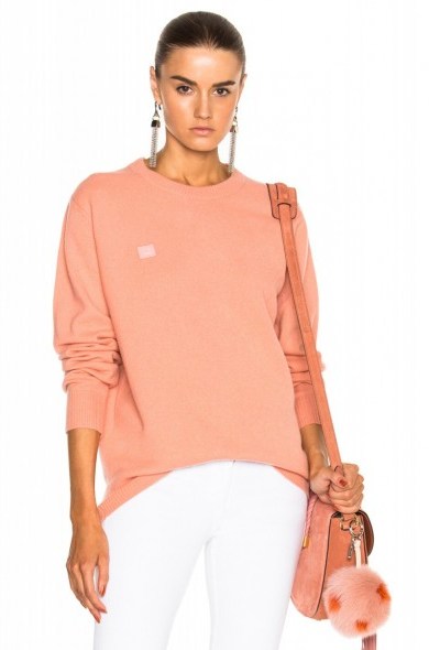 ACNE STUDIOS Nalon Face Pullover Sweater | pale pink sweaters - flipped