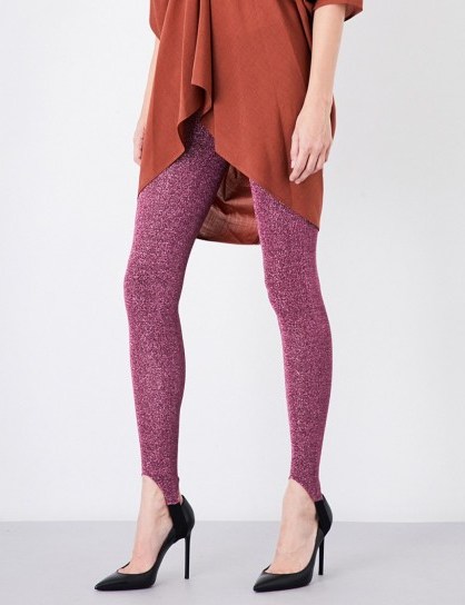 A.F.VANDEVORST Skinny high-rise metallic lurex leggings | pink disco pants - flipped