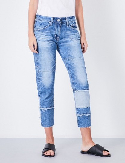 AG The Ex-Boyfriend slim mid-rise jeans | patchwork | cropped leg - flipped