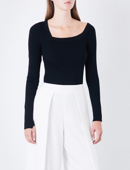 A.L.C Aria asymmetric wool-blend jumper | stylish black jumpers | knitwear - flipped