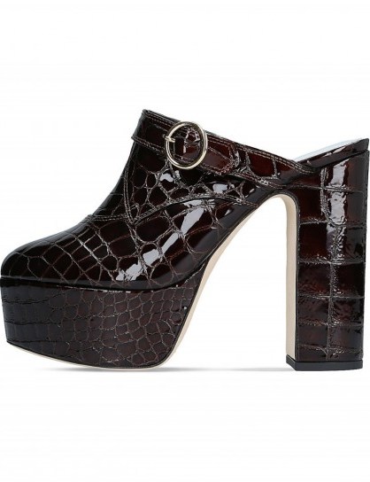 ALEXA CHUNG Reptile-print patent-leather clogs - flipped