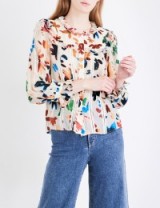 ALICE & OLIVIA Malinda silk-blend top ~ floral burnout tops/blouses