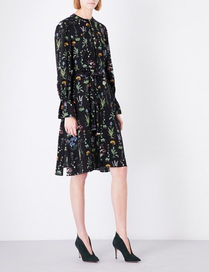 ALTUZARRA Leighton floral-print silk dress ~ black flower printed dresses - flipped
