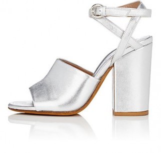 ALUMNAE “2-Piece” Nappa Leather Sandals ~ chic silver metallic shoes - flipped