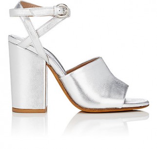 ALUMNAE “2-Piece” Nappa Leather Sandals ~ chic silver metallic shoes