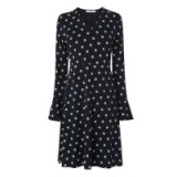 L.K. Bennett AMAN NAVY COTTON PRINTED DRESS ~ blue fit and flare dresses