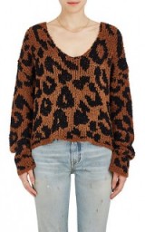 AMIRI Leopard-Pattern Wool-Blend Crop Sweater | animal print sweaters | knitwear