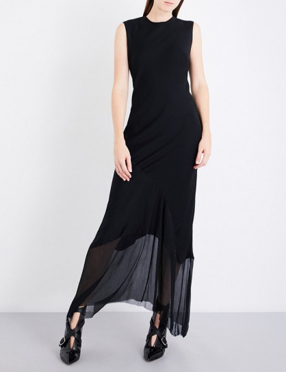 ANN DEMEULEMEESTER Asymmetric crepe gown ~ black sleeveless gowns