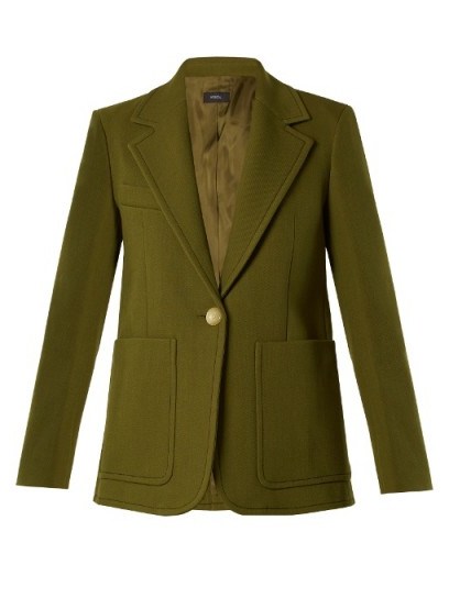 JOSEPH Annab wool and cotton-blend twill jacket ~ green tailored jackets - flipped