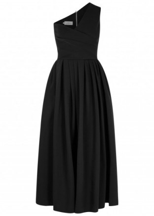 PREEN BY THORNTON BREGAZZI April black one-shoulder midi dress – chic lbd - flipped