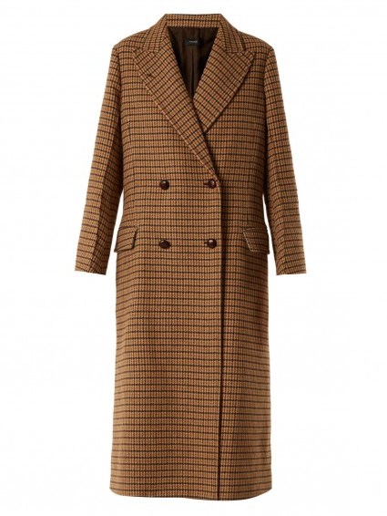 JOSEPH Arlon hound’s-tooth double-breasted coat ~ long length classic coats ~ autumn/winter outerwear - flipped