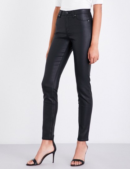 ARMANI JEANS Waxed-effect skinny high-rise jeans