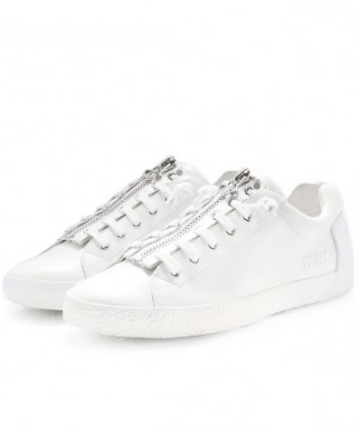 ASH Leather Nirvana Trainers | white front zip sneakers | sports luxe shoes - flipped