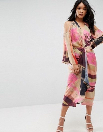 ASOS Abstract Print Kimono Midi Dress - flipped