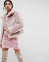 ASOS Chubby Vintage Faux Fur Coat – pink fluffy jackets – autumn/winter coats