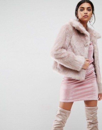 ASOS Chubby Vintage Faux Fur Coat – pink fluffy jackets – autumn/winter coats - flipped