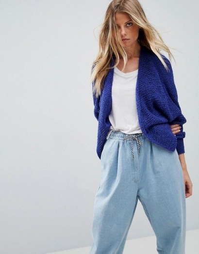 ASOS Chunky Cardigan With Batwing Sleeve | colbalt-blue cardigans | knitwear - flipped