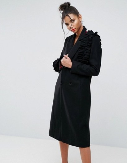 ASOS Coat with Statement Frills ~ black ruffle coats - flipped