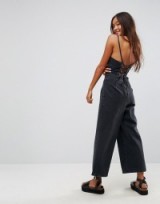 ASOS Denim Jumpsuit With Lace Up Back in Washed Black