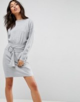 ASOS Knitted Dress With Batwing And Ring Detail | grey belted sweater dresses