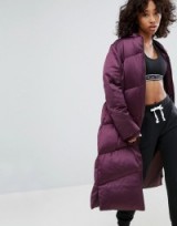 ASOS Longline Puffer Jacket ~ long purple puffa jackets ~ padded winter coats