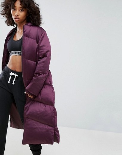 ASOS Longline Puffer Jacket ~ long purple puffa jackets ~ padded winter coats - flipped