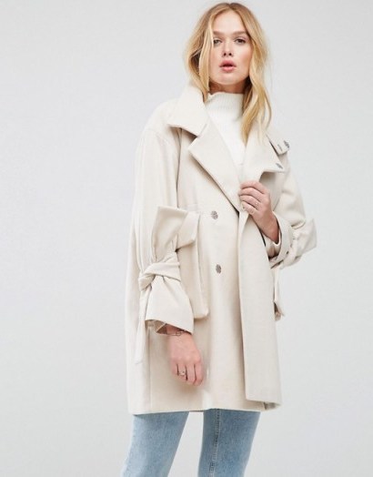 ASOS Oversized Coat with Bow Sleeve ~ winter statement coats - flipped