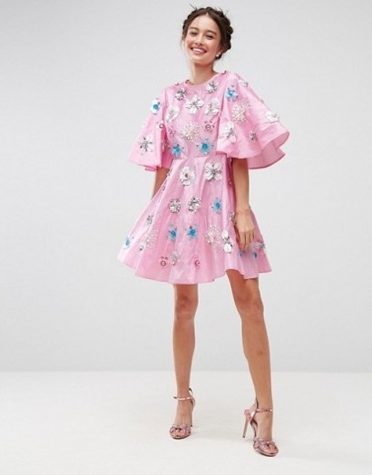 ASOS SALON Embellished Taffeta Skater Mini Dress – lilac party dresses - flipped