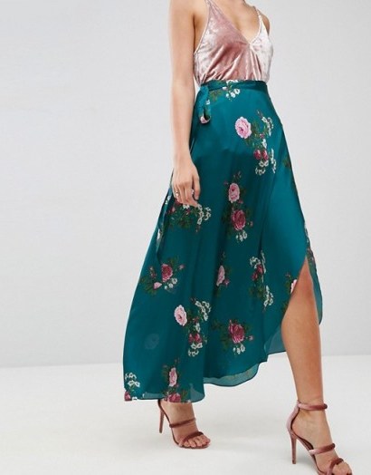 ASOS Satin Wrap Maxi Skirt in Print - flipped
