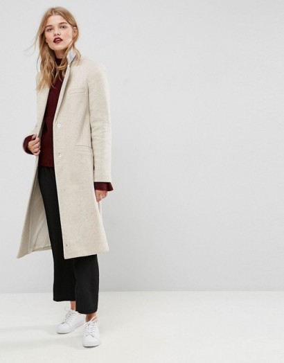 ASOS Slim Coat with Pocket Detail in Texture | oatmeal winter coats